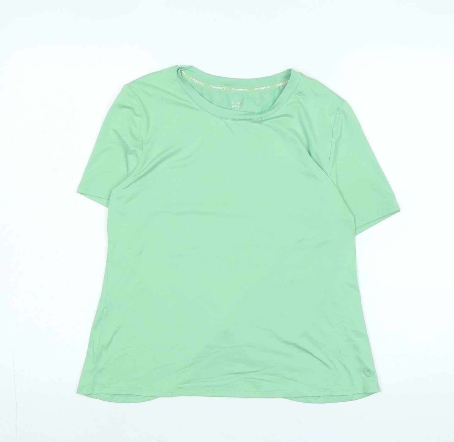 Marks and Spencer Womens Green Polyester Basic T-Shirt Size 10 Crew Neck - Crossover back
