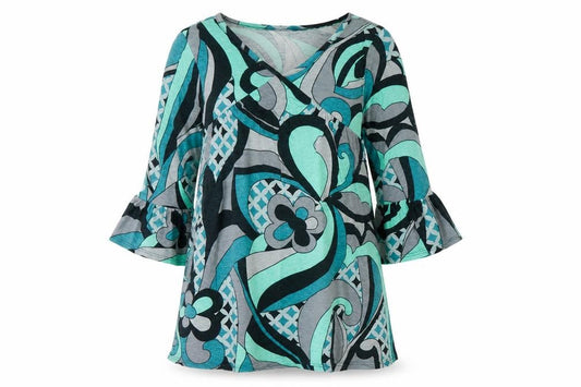 Adams Girls Blue Cotton Blend A-Line Size 6-7 Years V-Neck