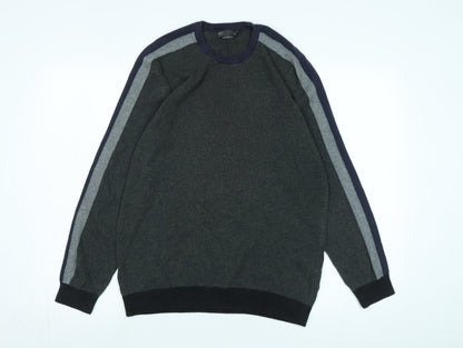 Marks & Spencer Mens Blue Crew Neck Cotton Pullover Jumper Size M Long Sleeve