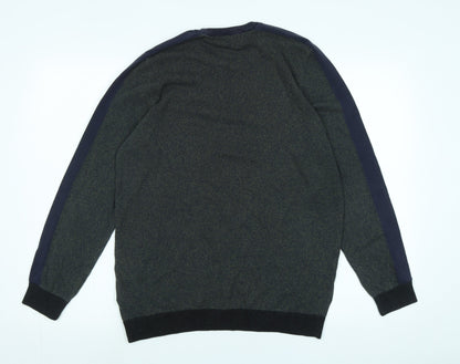 Marks & Spencer Mens Blue Crew Neck Cotton Pullover Jumper Size M Long Sleeve