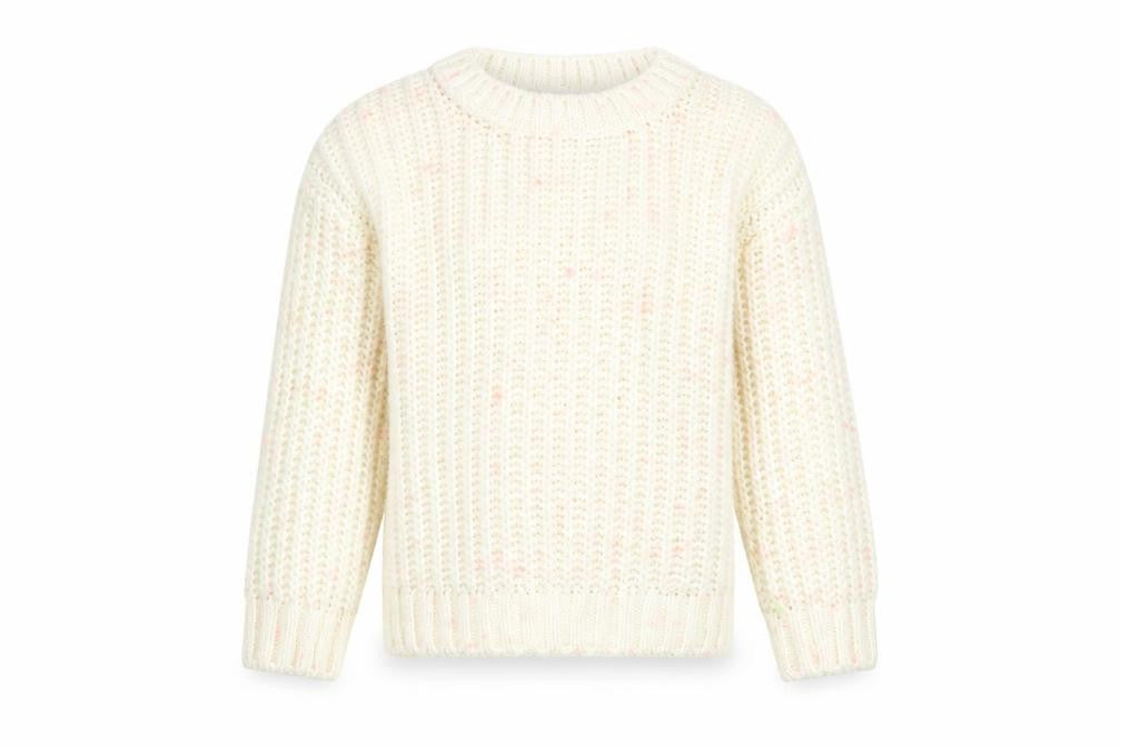 Marks & Spencer Girls Ivory Round Neck Polyester Pullover Jumper Size 5-6 Years Pullover