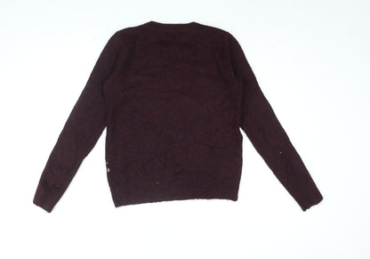 Next Womens Red Round Neck Acrylic Pullover Jumper Size 6 - Sequin Star