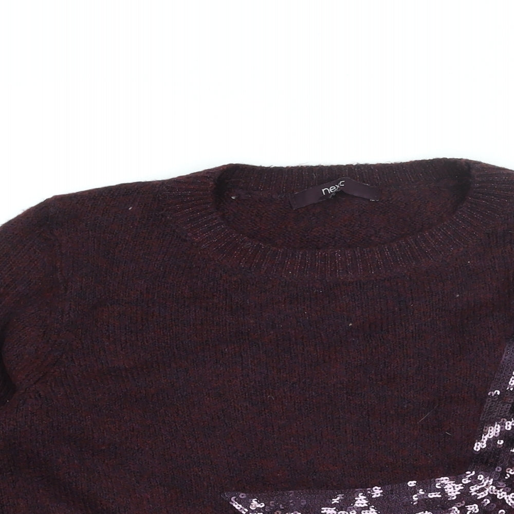 NEXT Womens Red Round Neck Acrylic Pullover Jumper Size 6 - Sequin Star