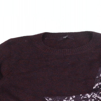 Next Womens Red Round Neck Acrylic Pullover Jumper Size 6 - Sequin Star