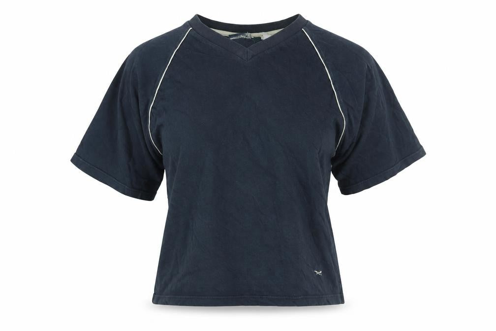 Wolsey Womens Blue Cotton Basic T-Shirt Size M V-Neck