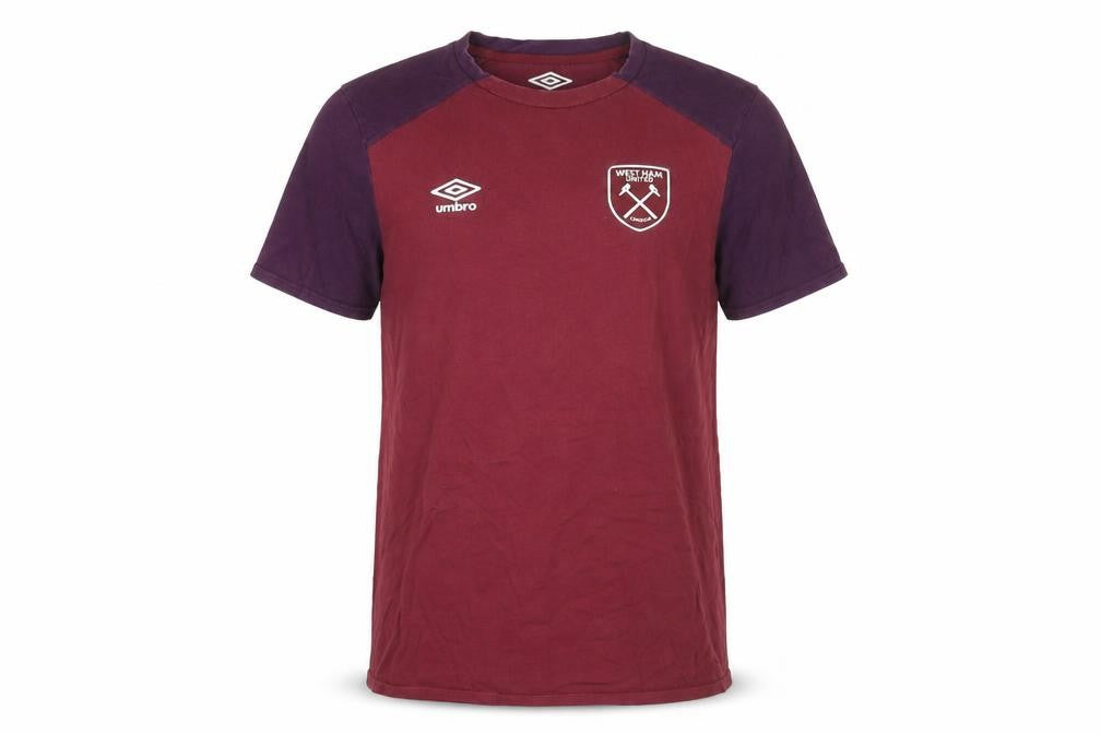 Umbro Boys Red Cotton Basic T-Shirt Size 13 Years Round Neck Pullover - West Ham United