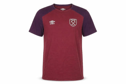 Umbro Boys Red Cotton Basic T-Shirt Size 13 Years Round Neck Pullover - West Ham United
