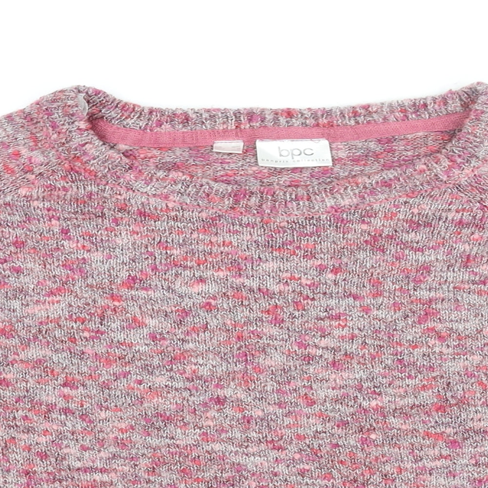 Bpc Womens Pink Round Neck Acrylic Pullover Jumper Size M