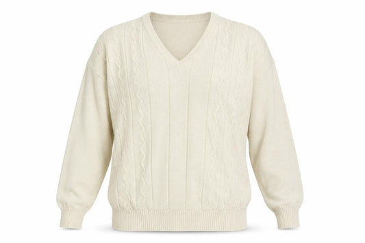 Roberto Mens Beige V-Neck Acrylic Pullover Jumper Size XL Long Sleeve