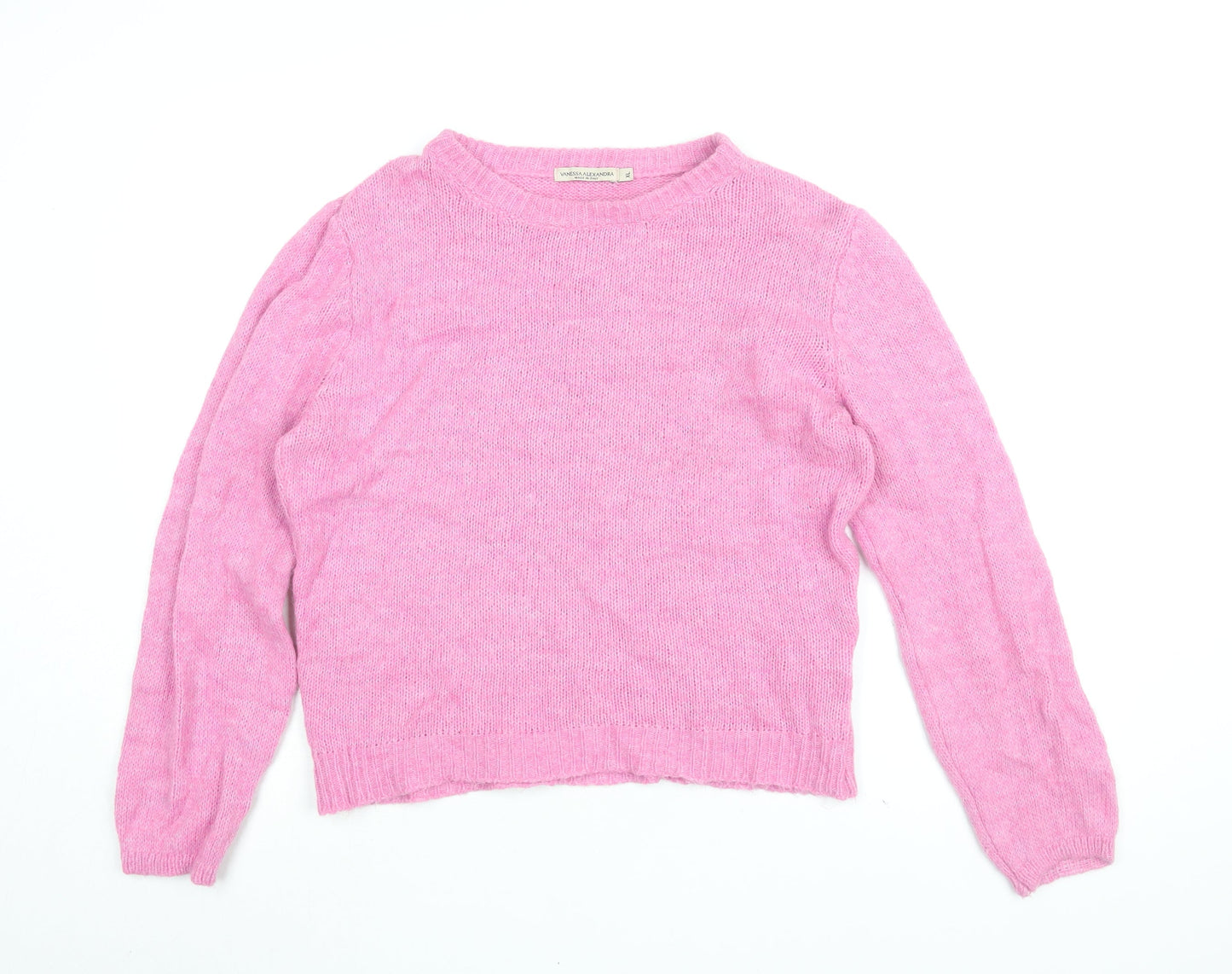 Vanessa Alexandra Womens Pink Round Neck Wool Pullover Jumper Size XL