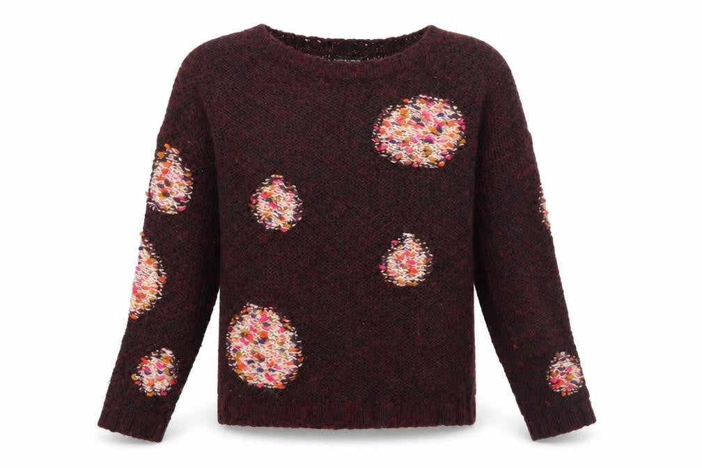 Grain de Malice Womens Red Round Neck Geometric Polyamide Pullover Jumper Size XL