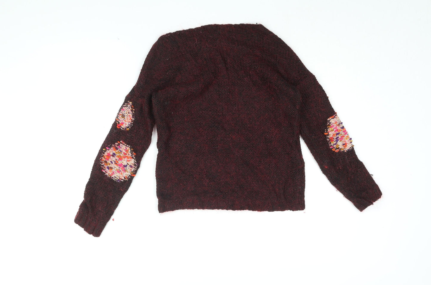 Grain de Malice Womens Red Round Neck Geometric Polyamide Pullover Jumper Size XL