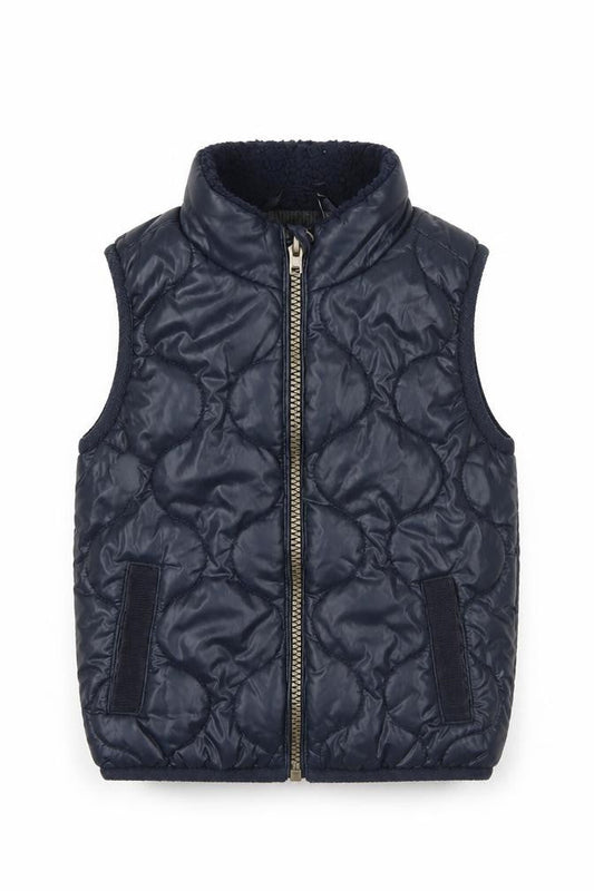 Front view of Next Blue unisex toddler puffer jacket 12-18 months