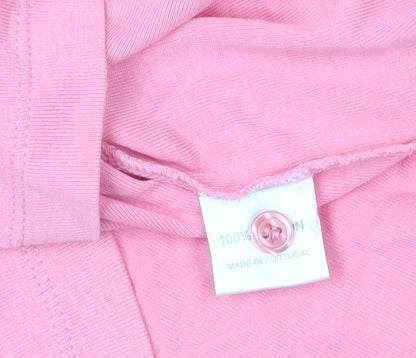 Close-up detail of Rowland's Pink Polo Shirt L