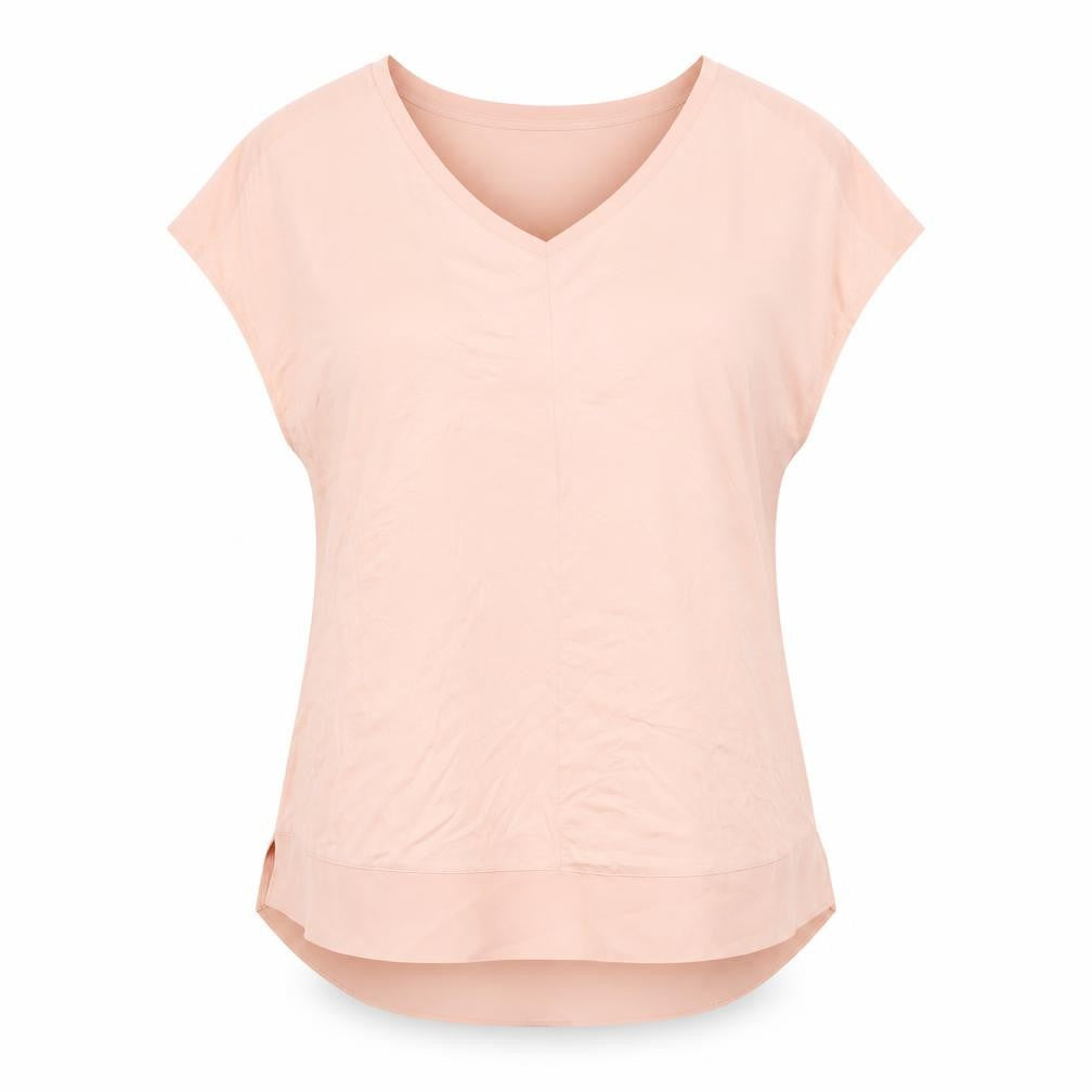 H by Halston Pink V-Neck T-Shirt, Lightweight Stretch
