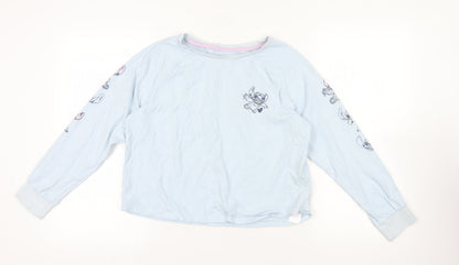 Front view of Disney Blue Stitch Long Sleeve T-Shirt - Medium