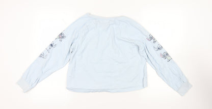 Back view of Disney Blue Stitch Long Sleeve T-Shirt - Medium