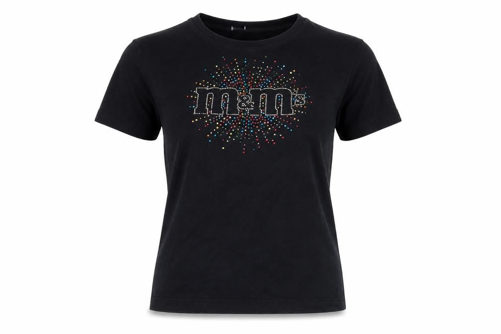 M&M's Black Beaded T-Shirt S Unisex Casual
