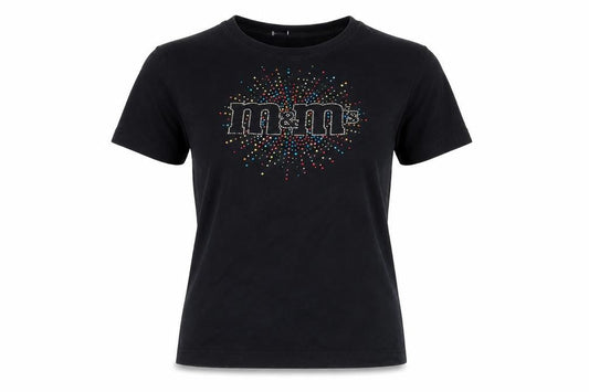 Front view of M&M's Black Beaded T-Shirt S unisex casual