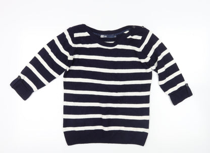 Additional front view of Isle Blue Striped Acrylic jumper S