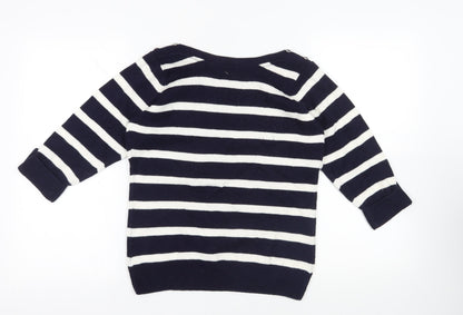 Back view of Isle Blue Striped Acrylic jumper S