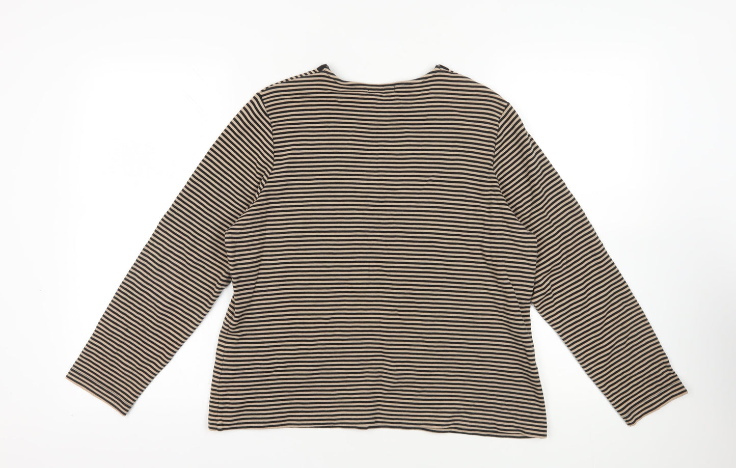 Dash Brown Striped Henley Top UK 18