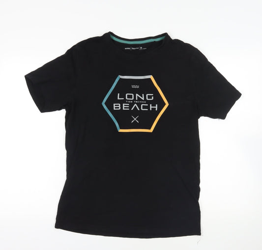 Anko Black Beach Graphic T-Shirt, M, Cotton, Summer Style