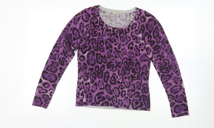 Additional front view of Purple Animal Print Knit Jumper XS