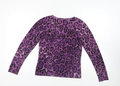 Back view of Purple Animal Print Knit Jumper XS