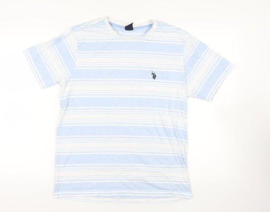 U.S. Polo Assn. Striped Blue T-Shirt, M, Short Sleeve