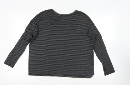 Back view of Bench Grey Striped Crew Neck T-Shirt, size S