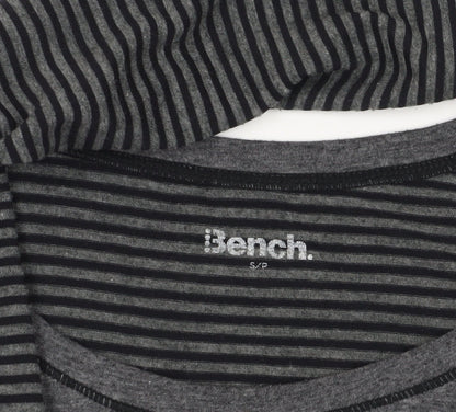 Close-up detail of Bench Grey Striped Crew Neck T-Shirt, size S