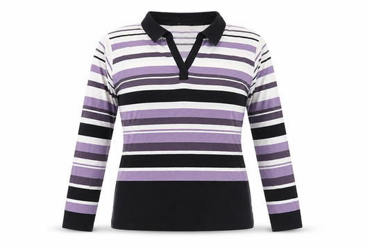 Front view of EWM Multicoloured Striped Polo Shirt L