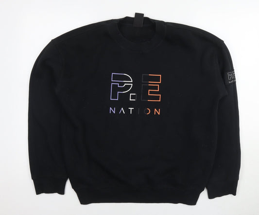 P.E Nation Womens Black Cotton Pullover Sweatshirt Size L Pullover - Logo