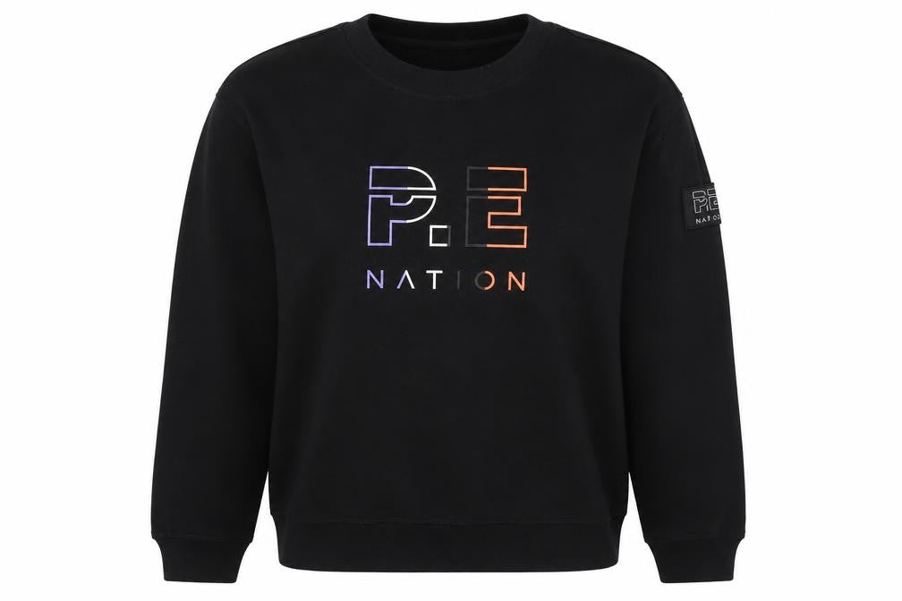 P.E Nation Womens Black Cotton Pullover Sweatshirt Size L Pullover - Logo