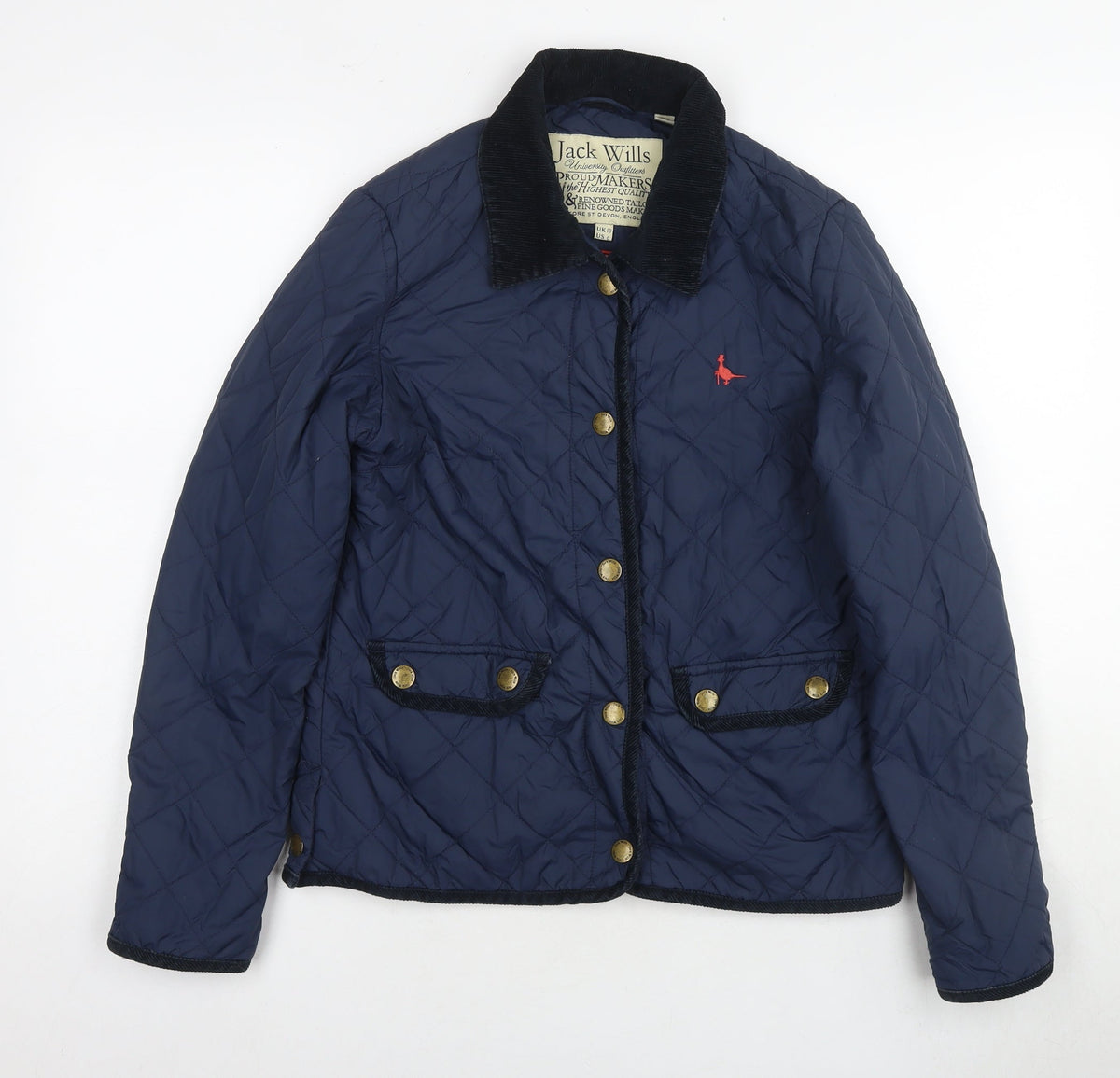 Jack Wills Womens Blue Quilted Jacket Size 10 Snap
