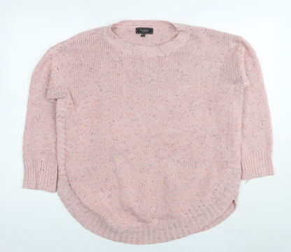 Additional front view of Izabel women’s pink round neck acrylic jumper, size UK 12