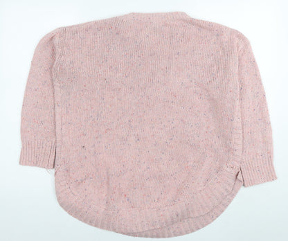 Back view of Izabel women’s pink round neck acrylic jumper, size UK 12