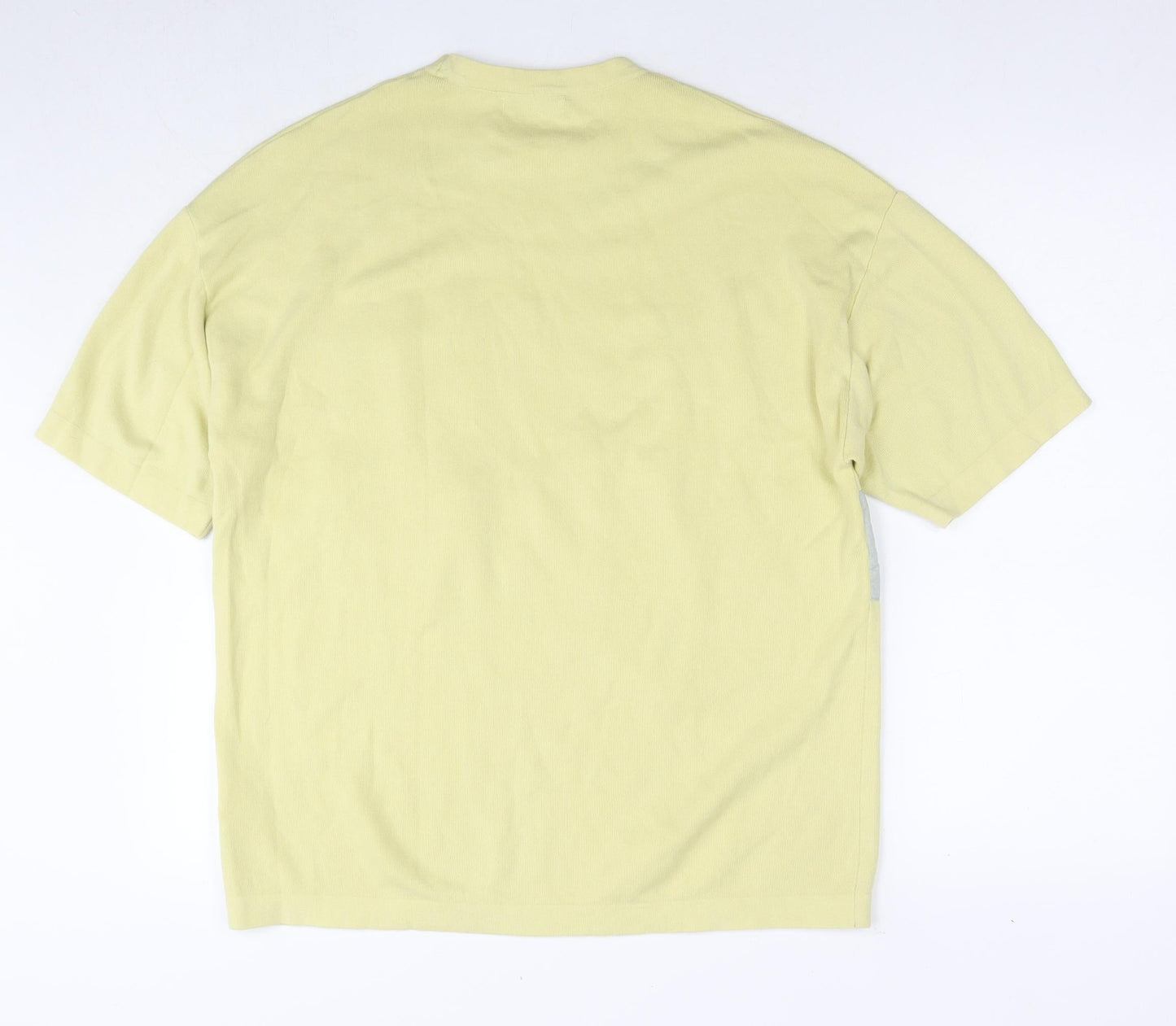 Zara Womens Yellow Nylon Basic T-Shirt Size L Round Neck