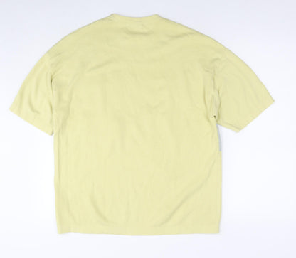 Zara Womens Yellow Nylon Basic T-Shirt Size L Round Neck