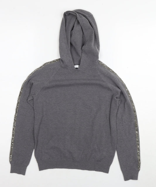 Very Girls Grey Polyester Pullover Hoodie Size 11-12 Years Pullover - Glitter Detail
