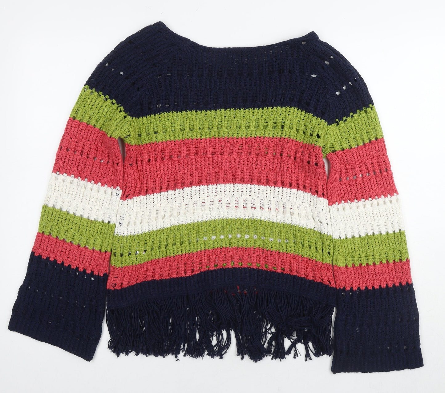 NEXT Womens Multicoloured Round Neck Striped Cotton Pullover Jumper Size XS