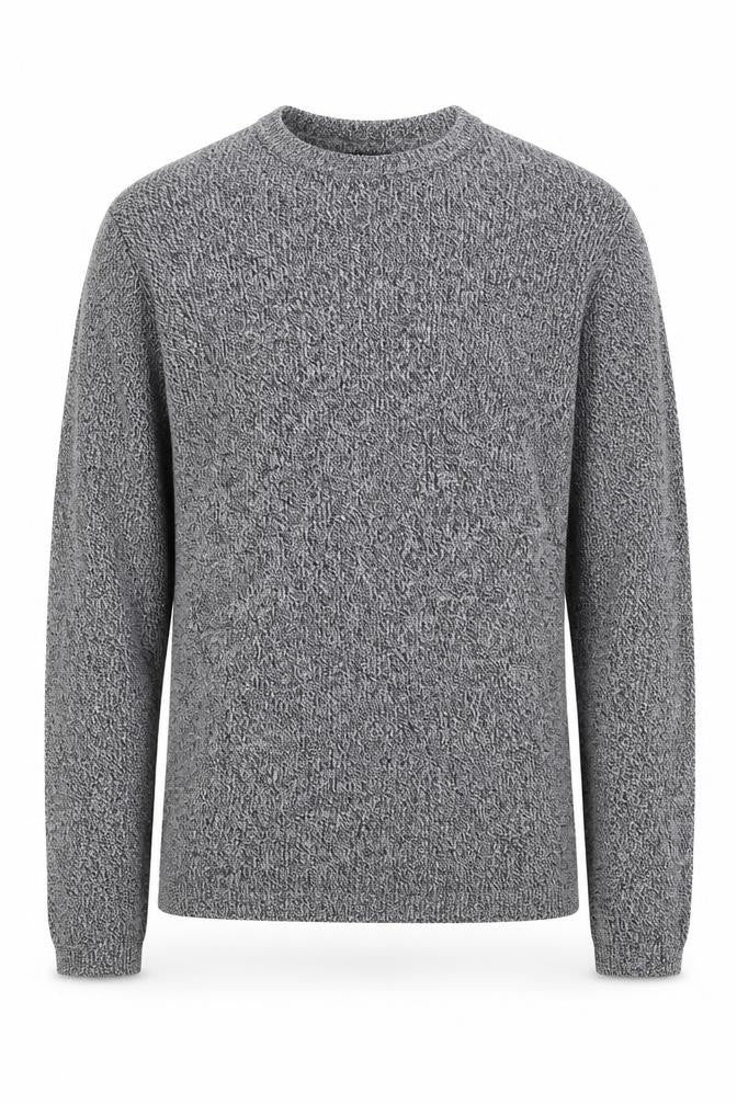 New Look Mens Grey Round Neck Cotton Pullover Jumper Size L Long Sleeve