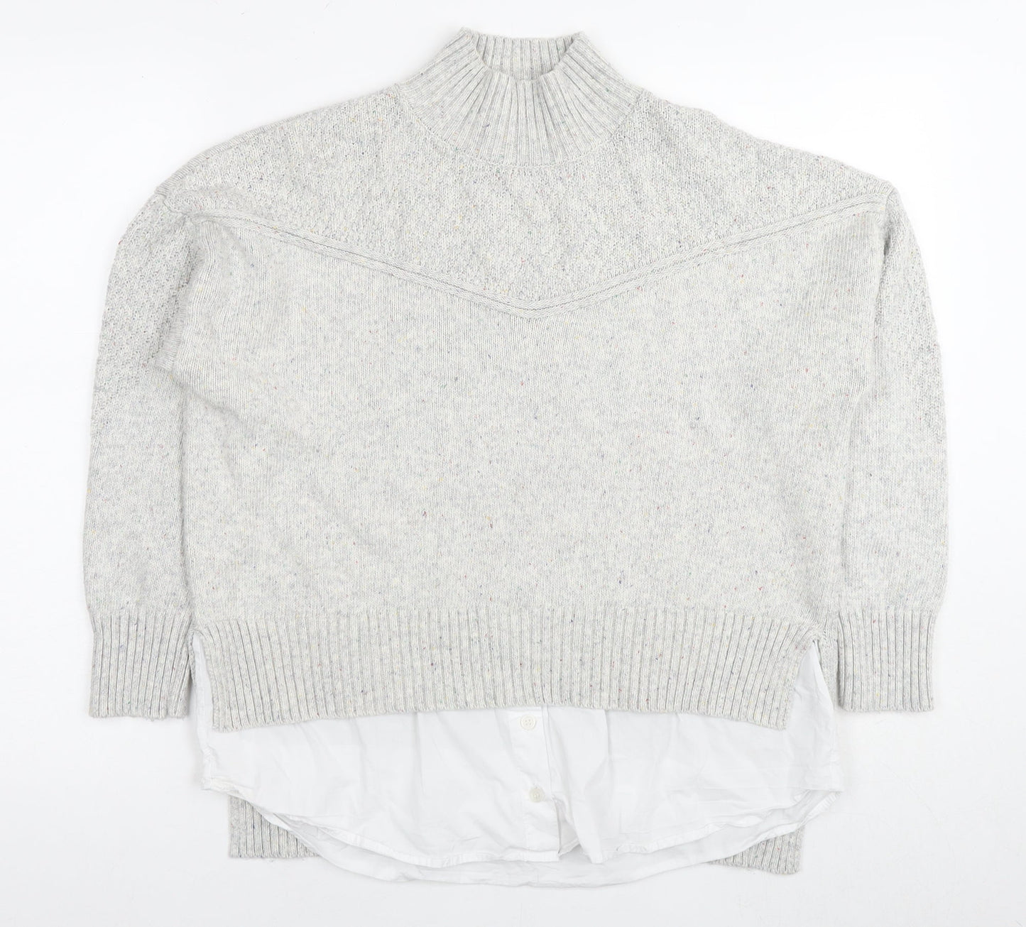 NEXT Womens Grey Round Neck Cotton Pullover Jumper Size M