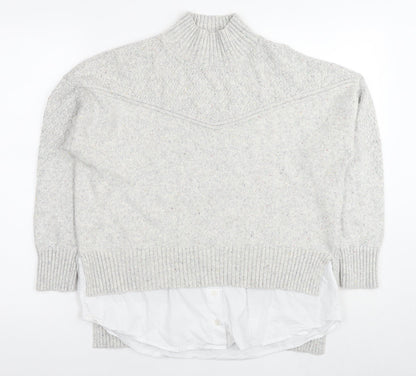 Next Womens Grey Round Neck Cotton Pullover Jumper Size M