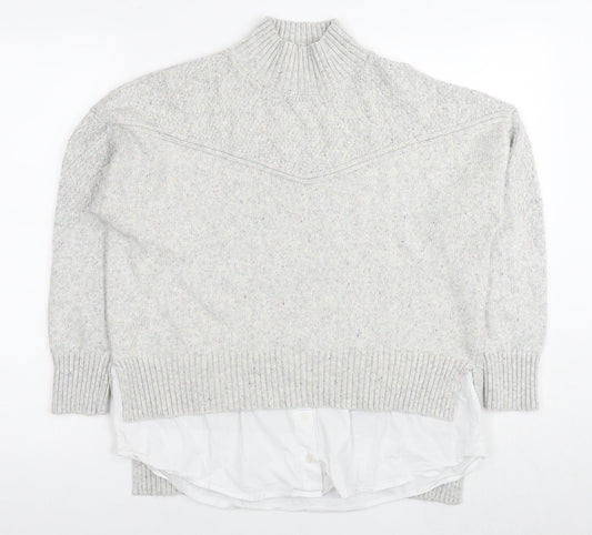 NEXT Womens Grey Round Neck Cotton Pullover Jumper Size M