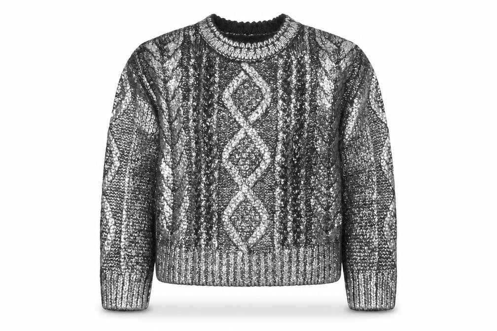 Marks & Spencer Girls Silver Round Neck Acrylic Pullover Jumper Size 6-7 Years Pullover