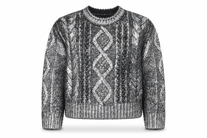 Marks & Spencer Girls Silver Round Neck Acrylic Pullover Jumper Size 6-7 Years Pullover