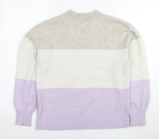 H&M Womens Multicoloured Round Neck Polyester Pullover Jumper Size S