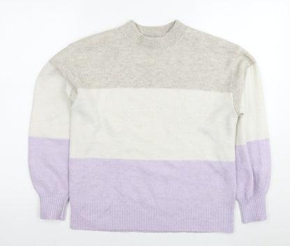H&M Womens Multicoloured Round Neck Polyester Pullover Jumper Size S
